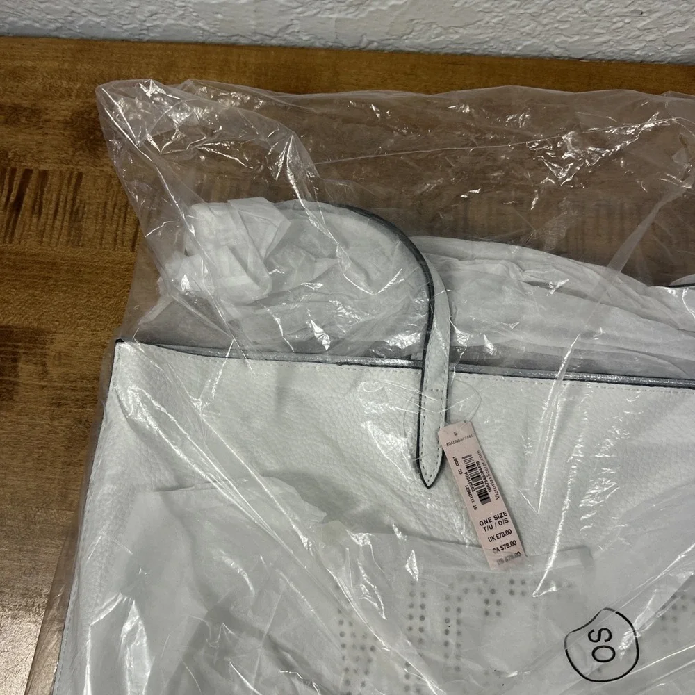 Victoria's Secret White Logo Tote Bag Faux Leather Tassel
